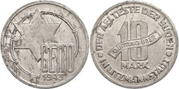 Ghetto Litzmannstadt, 10 Mark, 1943, Aluminium, Stempelbruch, Vz+. Mit Gutachten Franquinet Attest/Certificate:... - Autres & Non Classés