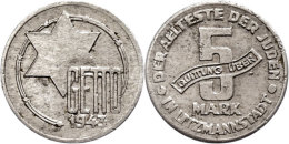 Ghetto Litzmannstadt, 5 Mark, 1943, Aluminium, Ss-vz. Mit Gutachten Franquinet Attest/Certificate:... - Other & Unclassified