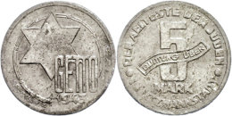 Ghetto Litzmannstadt, 5 Mark, 1943, Magnesium, Zaponiert, Ss-vz. Mit Kurz-Expertise Franquinet. ... - Sonstige & Ohne Zuordnung