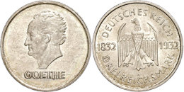 3 Reichsmark, 1932, Goethe, A, Kl. Rf., Vz., Katalog: J. 350 Vz3 Reichmark, 1932, Goethe, A, Small Edge Nick,... - Otros & Sin Clasificación