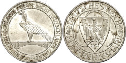 5 Reichsmark, 1930, Rheinlandräumung, A, Kl. Rf., Vz+., Katalog: J. 346 5 Reichmark, 1930, Rhineland... - Otros & Sin Clasificación