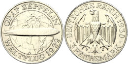 3 Reichsmark, 1930 A, Zum Weltflug Des "Grafs Zeppelin", F. St, Katalog: J. 342 3 Reichmark, 1930 A, To The... - Otros & Sin Clasificación