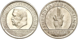 5 Reichsmark, 1929, A, Hindenburg, Vz Aus PP., Katalog: J. 341 5 Reichmark, 1929, A, Hindenburg, Extremly Fine... - Other & Unclassified