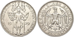 5 Reichsmark, 1929 E, 1000 Jahre Burg Und Stadt Meißen, Kratzer, Winz. Rf, Vz, Katalog: J. 339 Vz5... - Sonstige & Ohne Zuordnung