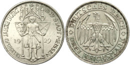 3 Reichsmark, 1929, 1000 Jahre Meißen, Vz., Katalog: J. 338 Vz3 Reichmark, 1929, 1000 Years Meissen,... - Other & Unclassified