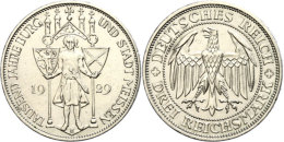 3 Reichsmark, 1929 E, 1000 Jahre Burg Und Stadt Meissen, Min. Rf, Vz+, Katalog: J. 338 3 Reichmark, 1929 E,... - Autres & Non Classés