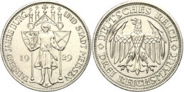 3 Reichsmark, 1929 E, 1000 Jahre Burg Und Stadt Meissen, Min. Rf, Vz+, Katalog: J. 338 3 Reichmark, 1929 E,... - Sonstige & Ohne Zuordnung