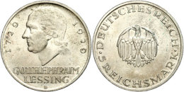 5 Reichsmark, 1929, Gotthold Ephraim Lessing, Mzz D, Ss-vz., Katalog: J. 336 Ss-vz5 Reichmark, 1929, Gotthold... - Autres & Non Classés