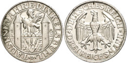 3 Reichsmark, 1928, 1000 Jahre Dinkelsbühl, Kleinere Randfehler, Vz., Katalog: J. 334 Vz3 Reichmark, 1928,... - Sonstige & Ohne Zuordnung