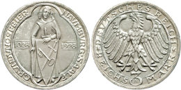 3 Reichsmark, 1928, Naumburg, Grünspanig, Wz. Rf., F. St., Katalog: J. 333 3 Reichmark, 1928, Naumburg,... - Sonstige & Ohne Zuordnung