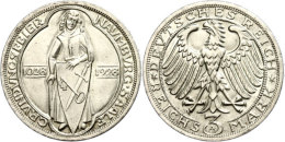 3 Reichsmark, 1928, 900 Jahre Stadtrecht Naumburg/Saale, Vz., Katalog: J. 333 Vz3 Reichmark, 1928, 900 Years... - Other & Unclassified