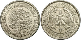 5 Reichsmark, 1932, Eichbaum, Mzz D, Vz., Katalog: J. 331 Vz5 Reichmark, 1932, Oak Tree, Mzz D, Extremley Fine,... - Otros & Sin Clasificación