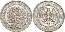 5 Reichsmark, 1930, J, Eichbaum, Kl. Rf., Ss+., Katalog: J. 331 5 Reichmark, 1930, J, Oak Tree, Small Edge... - Sonstige & Ohne Zuordnung