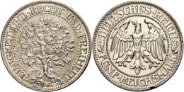 5 Reichsmark, 1928, F, Eichbaum, Ss+., Katalog: J. 331 5 Reichmark, 1928, F, Oak Tree, Very Fine., Catalogue:... - Other & Unclassified