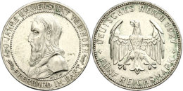 5 Reichsmark, 1927, Universität Tübingen, Kleine Randfehler, Vz., Katalog: J. 329 Vz5 Reichmark,... - Sonstige & Ohne Zuordnung