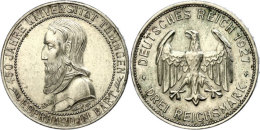 3 Reichsmark, 1927, Universität Tübingen, Kleine Randfehler, Vz., Katalog: J. 328 Vz3 Reichmark,... - Other & Unclassified