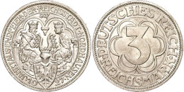 3 Reichsmark, 1927, Nordhausen, Kl. Rf, Vz-st, Katalog: J. 327 Vz-st3 Reichmark, 1927, Nordhausen, Small Rf,... - Autres & Non Classés