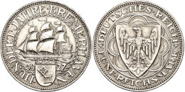 5 Reichsmark, 1927 A, 100 Jahre Bremerhafen, Winz. Rf, Vz, Katalog: J. 326 Vz5 Reichmark, 1927 A, A Hundred... - Otros & Sin Clasificación