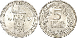 5 Reichsmark, 1925, Rheinlande, A, Kl. Rf., Vz., Katalog: J. 322 Vz5 Reichmark, 1925, Rhine Countries, A, Small... - Autres & Non Classés