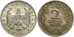 2 Reichsmark, 1926, E, Randfehler, F. St., Katalog: J. 320 2 Reichmark, 1926, E, Margin Fault, F. St.,... - Other & Unclassified