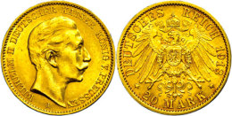 20 Mark, 1913, Wilhelm II., Kl. Rf., F. Vz., Katalog: J. 252 20 Mark, 1913, Wilhelm II., Small Edge Nick, F.... - Other & Unclassified