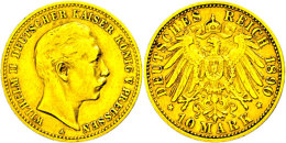 10 Mark, 1890, Wilhelm II., Ss., Katalog: J. 251 Ss10 Mark, 1890, Wilhelm II., Very Fine., Catalogue: J. 251 Ss - Otros & Sin Clasificación
