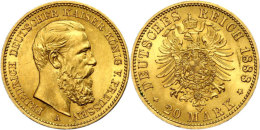 20 Mark, 1888, Friedrich III., Vz., Katalog: J. 248 Vz20 Mark, 1888, Frederic III., Extremley Fine, Catalogue:... - Otros & Sin Clasificación