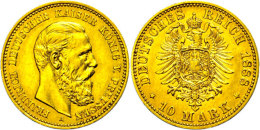 10 Mark, 1888, Friedrich III., Wz. Rf., F. Vz., Katalog: J. 247 10 Mark, 1888, Frederic III., Watermark. Edge... - Otros & Sin Clasificación