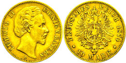 10 Mark, 1874, Ludwig II., Ss., Katalog: J. 196 Ss10 Mark, 1874, Ludwig II., Very Fine., Catalogue: J. 196 Ss - Otros & Sin Clasificación