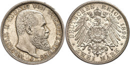 2 Mark, 1896, Wilhelm II., Kratzer Auf Avers, Vz-st., Katalog: J. 174 Vz-st2 Mark, 1896, Wilhelm II., Scratch... - Otros & Sin Clasificación