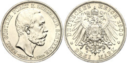 3 Mark, 1909, Karl Günther, Kratzer Auf Av, Min. Rf, Vz+, Katalog: J. 170 3 Mark, 1909, Karl Günther,... - Sonstige & Ohne Zuordnung