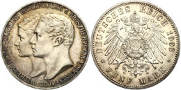 5 Mark, 1903, Wilhelm Ernst Zur Hochzeit Mit Caroline Von Reuß, Berieben, Vz., Katalog: J. 159 Vz5 Mark,... - Altri & Non Classificati