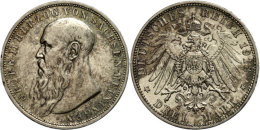 3 Mark, 1908, Georg II., Ss-vz., Katalog: J. 152 Ss-vz3 Mark, 1908, Georg II., Very Fine To Extremly Fine.,... - Sonstige & Ohne Zuordnung