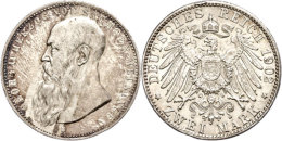 2 Mark, 1902, Georg II., Variante Bart Berührt Perlkreis Nicht, Ss-vz., Katalog: J. 151b Ss-vz2 Mark,... - Sonstige & Ohne Zuordnung