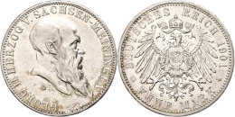 5 Mark, 1901, Georg II., Kl. Rf., Ss., Katalog: J. 150 Ss5 Mark, 1901, Georg II., Small Edge Nick, Very Fine.,... - Sonstige & Ohne Zuordnung