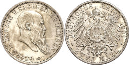 2 Mark, 1901, Georg II., Vz+., Katalog: J. 149 2 Mark, 1901, Georg II., Extremly Fine ., Catalogue: J. 149 - Sonstige & Ohne Zuordnung