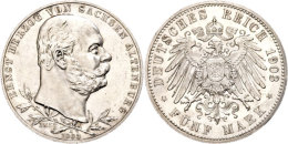 5 Mark, 1903, Ernst I., 50jähriges Regierungsjubiläum, Vz Aus PP., Katalog: J. 144 VzausPP5 Mark,... - Sonstige & Ohne Zuordnung