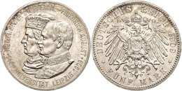 5 Mark, 1909, Friedrich August III., Universität Leipzig, Wz. Rf., Vz-st., Katalog: J. 139 Vz-st5 Mark,... - Otros & Sin Clasificación