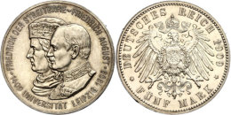5 Mark, 1909, Friedrich August III. Mit Markgraf Friedrich I. Zur 500-Jahrfeier Der Gründung Der... - Otros & Sin Clasificación