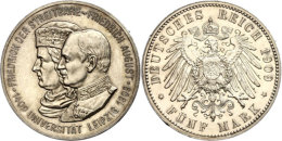 5 Mark, 1909, Friedrich August III. Mit Markgraf Friedrich I. Zur 500-Jahrfeier Der Gründung Der... - Sonstige & Ohne Zuordnung