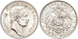 2 Mark, 1912, Friedrich August III., Vz-st., Katalog: J. 134 Vz-st2 Mark, 1912, Frederic August III., Extremly... - Otros & Sin Clasificación