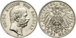 2 Mark, 1904, Georg (1902-1904), Min. Rf, Ss-vz, Katalog: J. 129 Ss-vz2 Mark, 1904, Georg (1902-1904), Minimal... - Autres & Non Classés