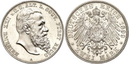 2 Mark, 1899, Heinrich XXII., Minimale Kratzer, Vz-st., Katalog: J. 118 Vz-st2 Mark, 1899, Heinrich XXII.,... - Otros & Sin Clasificación