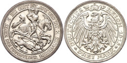 3 Mark, 1915, Wilhelm II. St. Geoerg Im Kampf Mit Dem Drachen Zur 100-Jahrfeier Der Erwerbung Der Grafschaft... - Autres & Non Classés