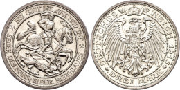 3 Mark, 1915, Wilhelm II. St. Geoerg Im Kampf Mit Dem Drachen Zur 100-Jahrfeier Der Erwerbung Der Grafschaft... - Sonstige & Ohne Zuordnung