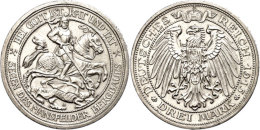 3 Mark, 1915, Grafschaft Mansfeld, Poliert, Rf, Vz., Katalog: J. 115 Vz3 Mark, 1915, County Mansfeld, Polished,... - Sonstige & Ohne Zuordnung