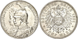 5 Mark, 1901, 200jähriges Bestehen Des Königreichs Preussen, Kl. Rf., Vz., Katalog: J. 106 Vz5 Mark,... - Autres & Non Classés