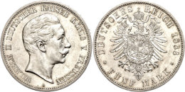 5 Mark, 1888, Wilhelm II., Ss-vz., Katalog: J. 101 Ss-vz5 Mark, 1888, Wilhelm II., Very Fine To Extremly Fine.,... - Otros & Sin Clasificación