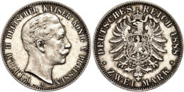 2 Mark, 1888, Wilhelm II., Kl. Rf., Vz+., Katalog: J. 100 2 Mark, 1888, Wilhelm II., Small Edge Nick, Extremly... - Otros & Sin Clasificación