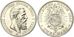 2 Mark, 1888, Friedrich III., Vz., Katalog: J. 98 Vz2 Mark, 1888, Frederic III., Extremley Fine, Catalogue: J.... - Otros & Sin Clasificación